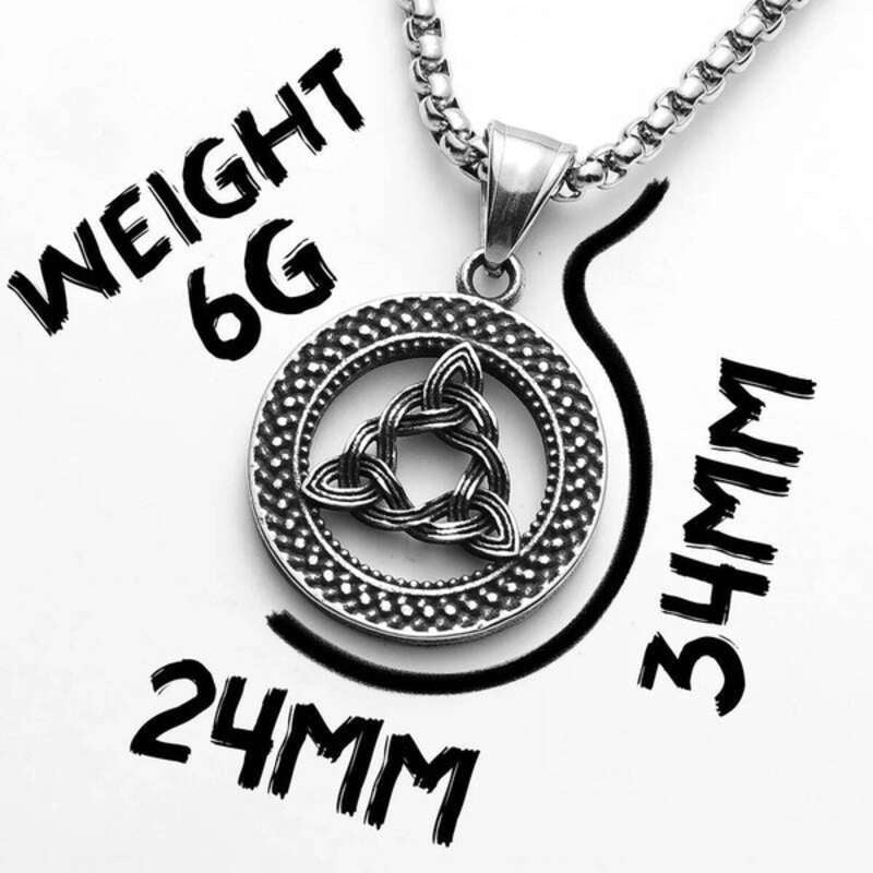 Celtic Triquetra Knot Pendant – Stainless Steel Circle Amulet Necklace