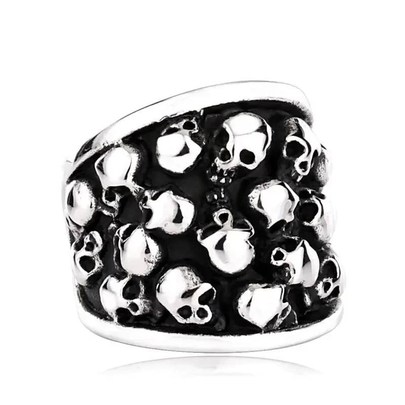 Death Skeleton Ring - Heavy Gothic Stainless Steel Men's Statement Jewelry