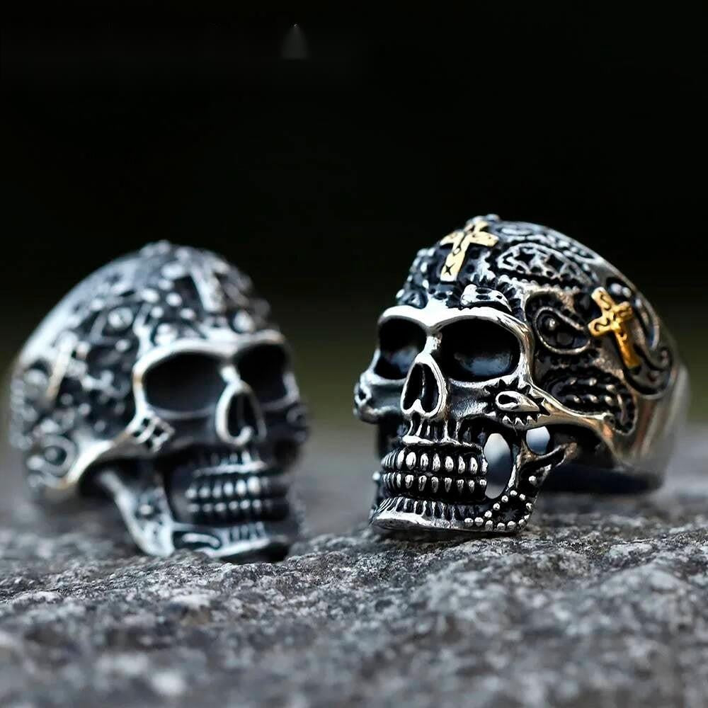 Retro Cross Skull Ring - Vintage Gothic Stainless Steel Punk Jewelry