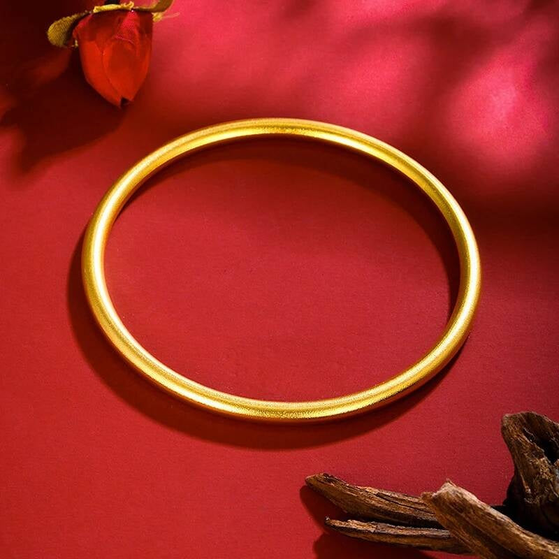 4MM Gold Plated Stainless Steel Bangle Bracelet – Classic Round 316L Polished Cuff for Women Style A