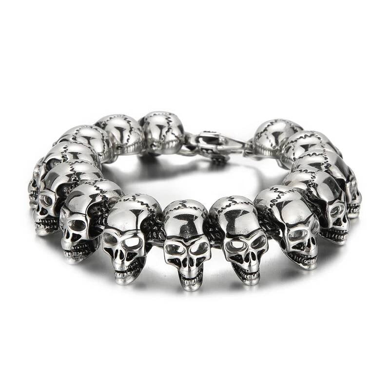 Ancient Demon Bone Ghost Head Bracelet Men Stainless Steel Fashion Skull Chain Bangle