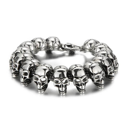 Ancient Demon Bone Ghost Head Bracelet Men Stainless Steel Fashion Skull Chain Bangle