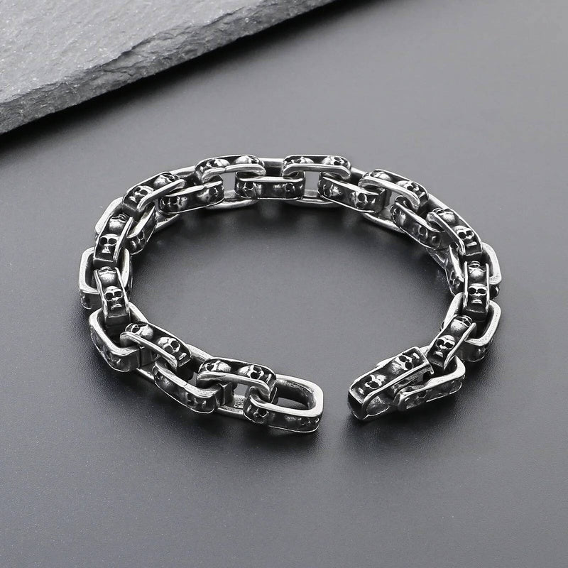 Stainless Steel 316L Skull Chain Bracelet For Men Punk Street Dancing Jewelry