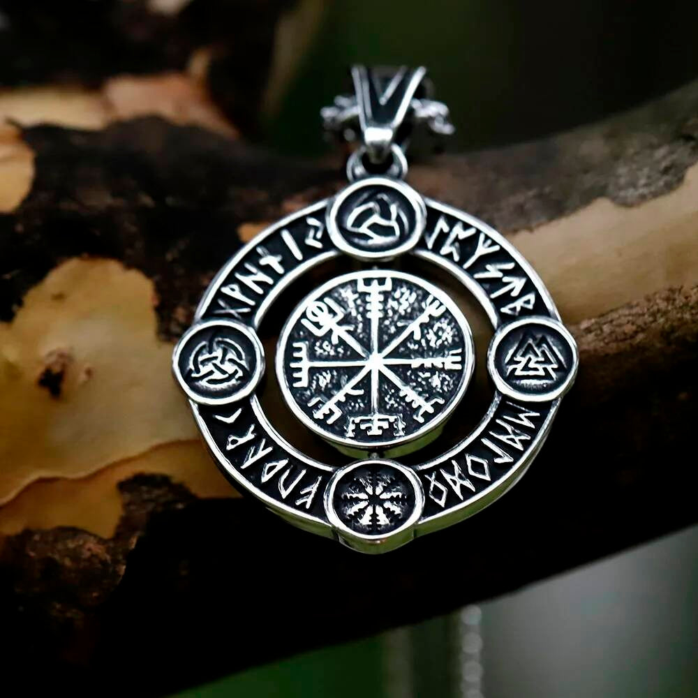 Viking Rune Protection Pendant – Silver Nordic Amulet