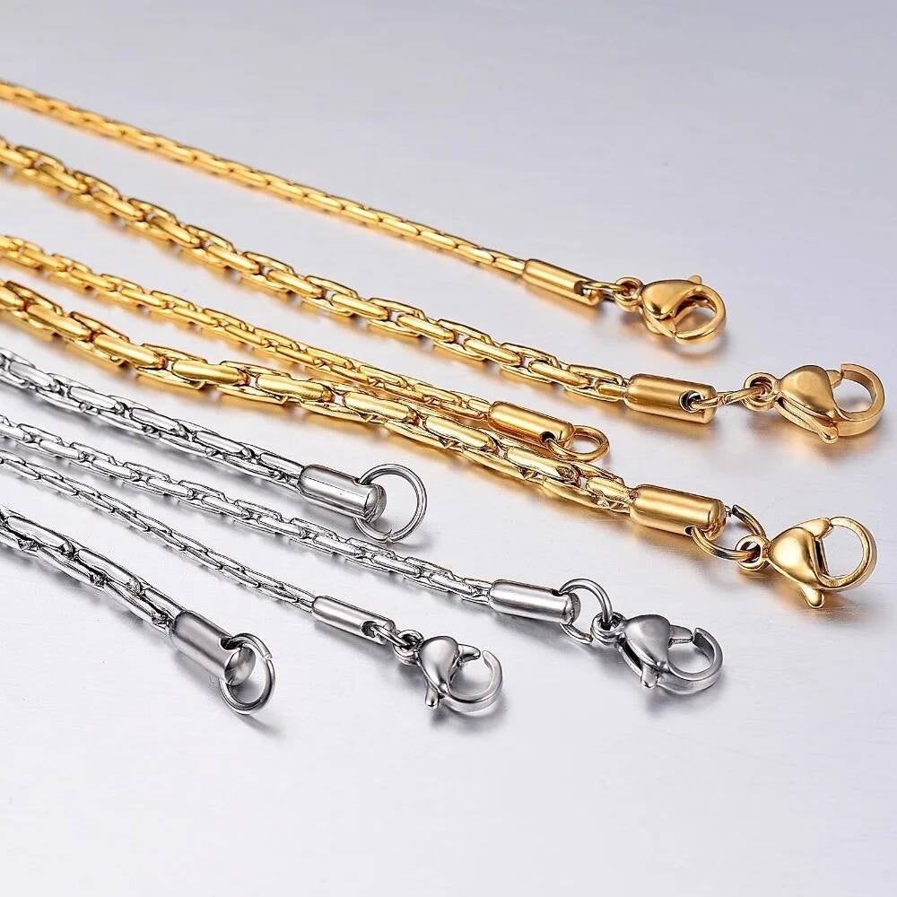 1 piece Men Women Stainless Steel Necklace Chain Width 1.2mm/1.8mm/2.2mm/2.5mm