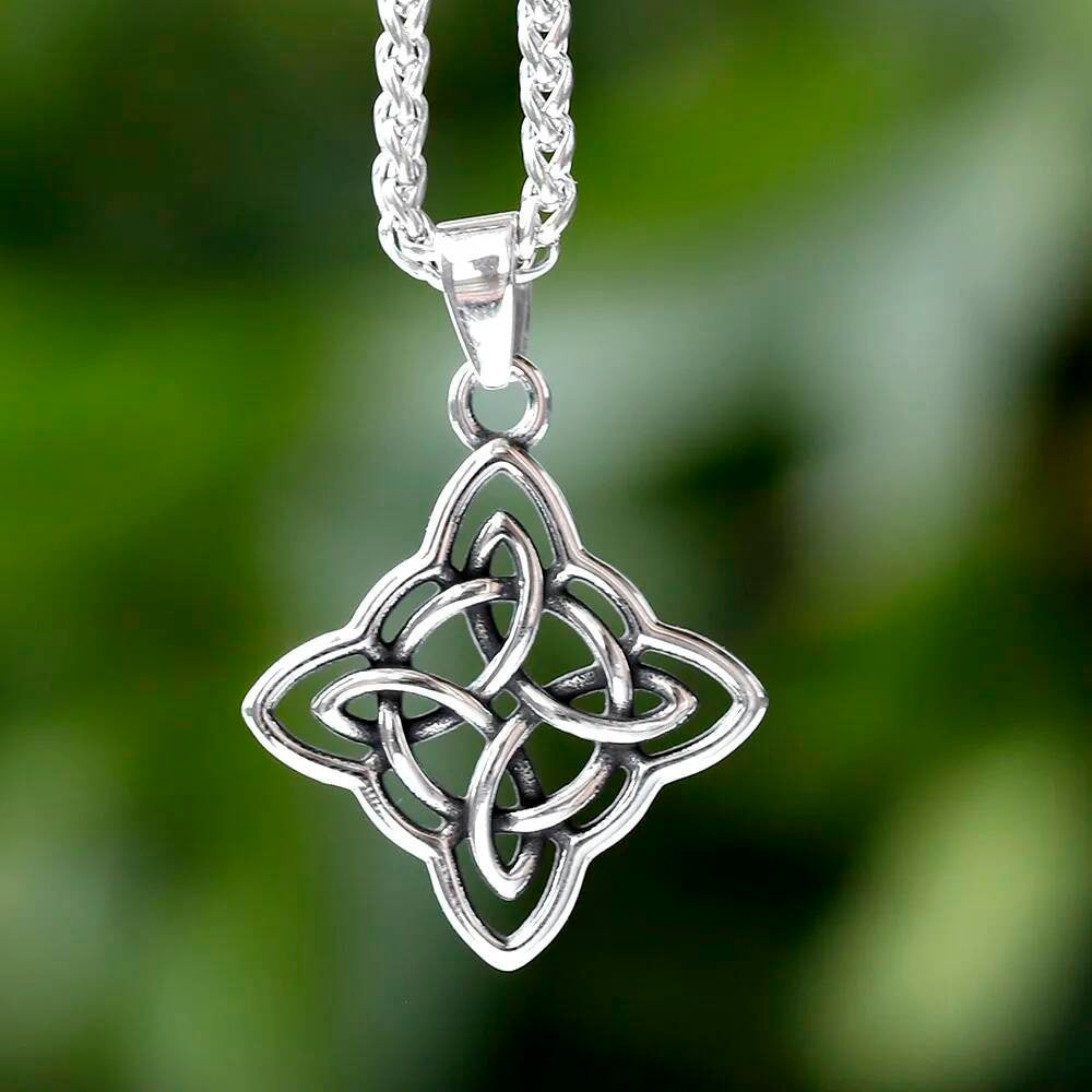Celtic Knot Flower Pendant Necklace – Stainless Steel Eternal Harmony Symbol