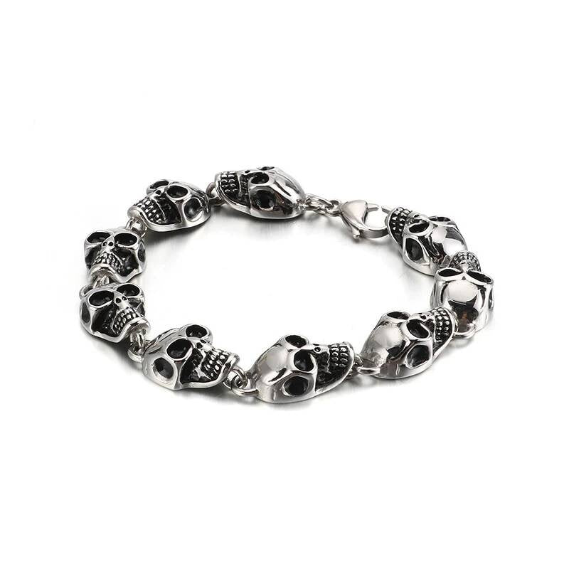 3 Styles Punk Metal Heavy Skull Charm Bracelet Men Stainless Steel Christmas Gift KB120777-BD