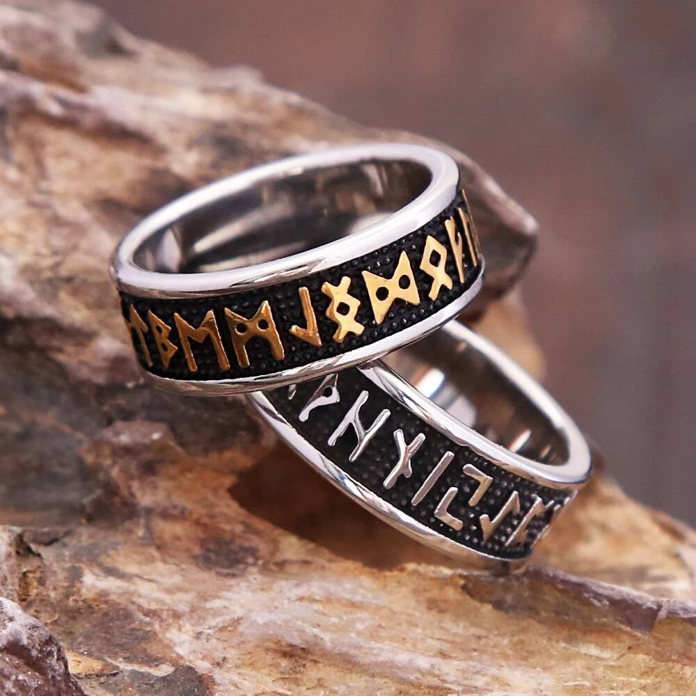 Nordic Rune Ring – 316L Stainless Steel Unisex Viking Amulet Band
