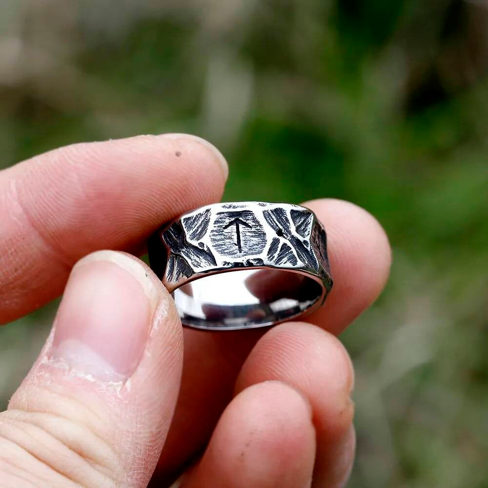 Norse Rune Ring – 316L Stainless Steel Unisex Viking Amulet Band