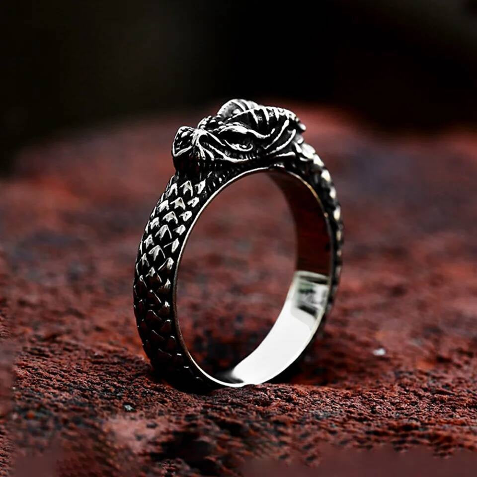 Dominant Dragon Ring – 316L Stainless Steel Gothic Amulet Band Style A