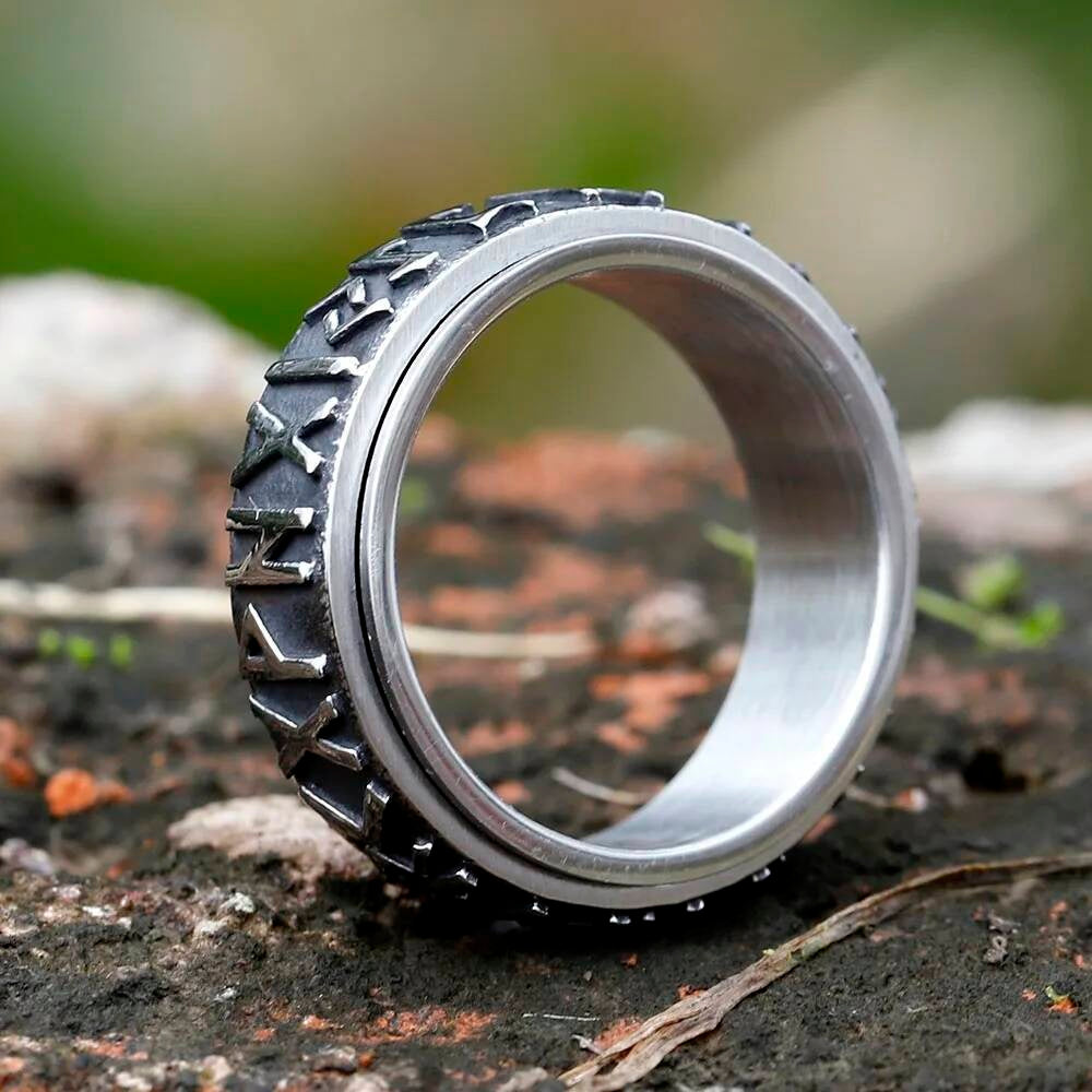 Vintage Viking Rune Ring For Men And Women - 316L Stainless Steel Odin Nordic Ring