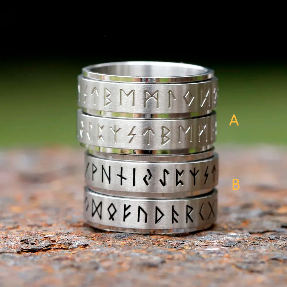 Rotatable Viking Rune Spinner Ring – 316L Stainless Steel Multicolor Band