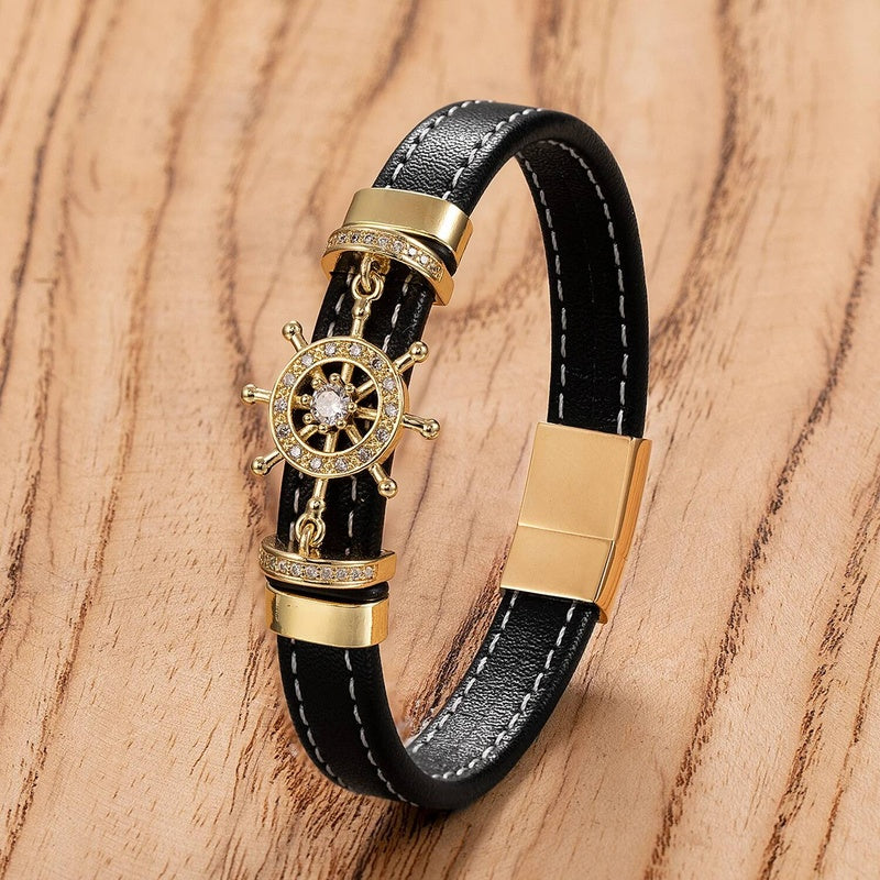 Men's Black Leather Infinity Knot Bracelet for Timeless Gifts Style-D