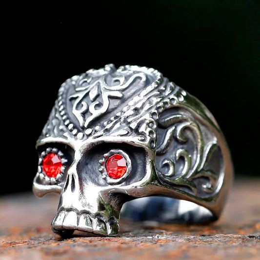 Caarium Skull Hand Ring - Gothic Stainless Steel Biker Band Jewelry
