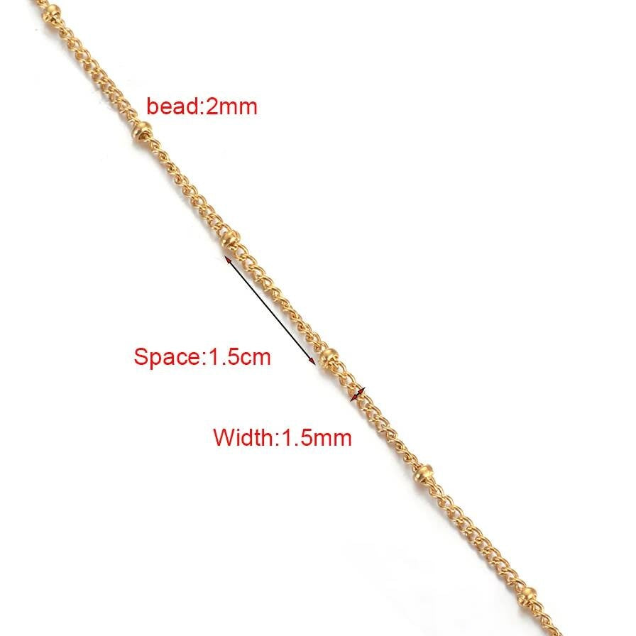 Wholesale 10pcs/lot Width 1.5mm 2mm Tiny beaded Stainless Steel Link Chain for Necklaces Bracelets Foot Jewelry size 9