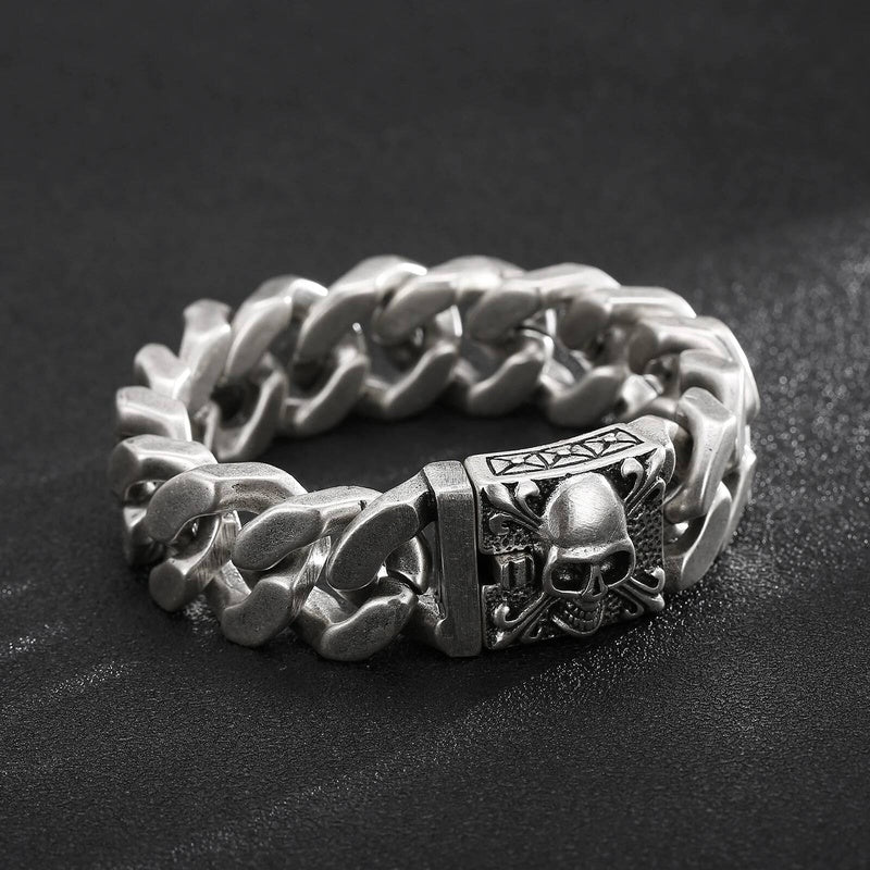 20mm Big and Heavy Chunky Cuban Chain Bracelet Men With Devil Ghost Skull Charm Vintage Magical Jewelry Best Gift For Friends