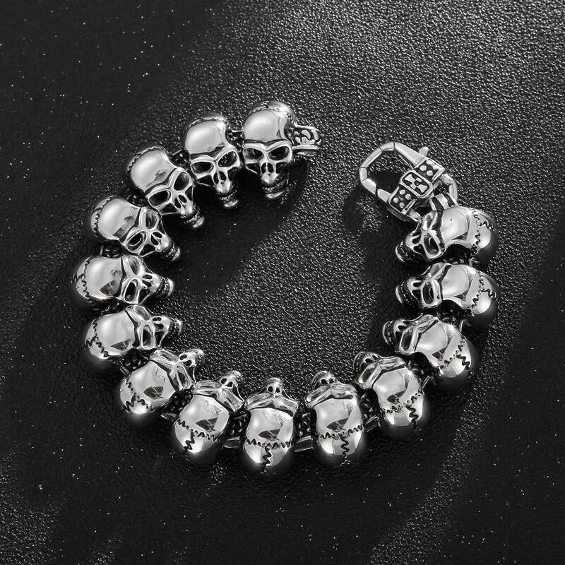 Ancient Demon Bone Ghost Head Bracelet Men Stainless Steel Fashion Skull Chain Bangle