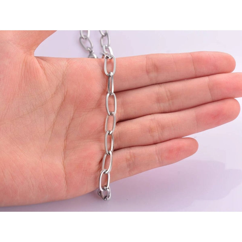 1Pc Width 6mm*12mm Stainless Steel Cable Oval Link Chain Necklace for DIY Jewelry Findings Making