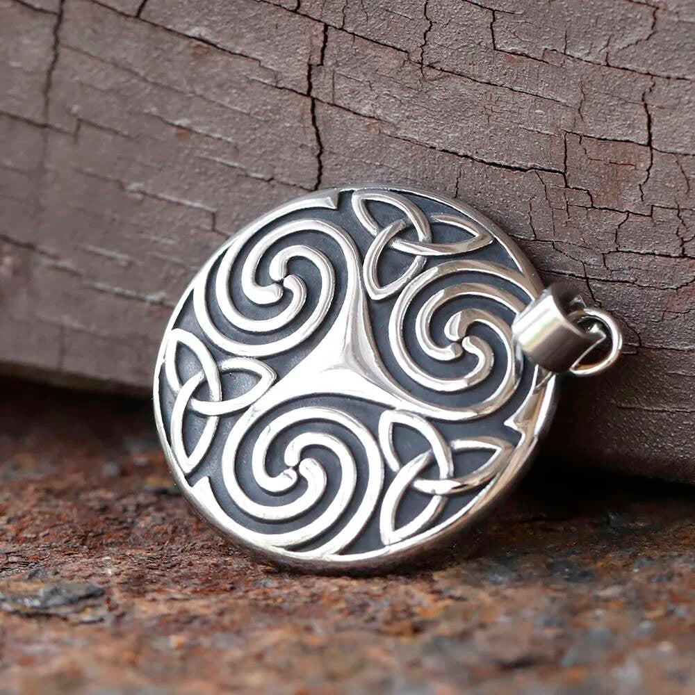 316L Stainless Steel Celtic Trinity Knot Rune Pendant Necklace for Men Viking Amulet Jewelry