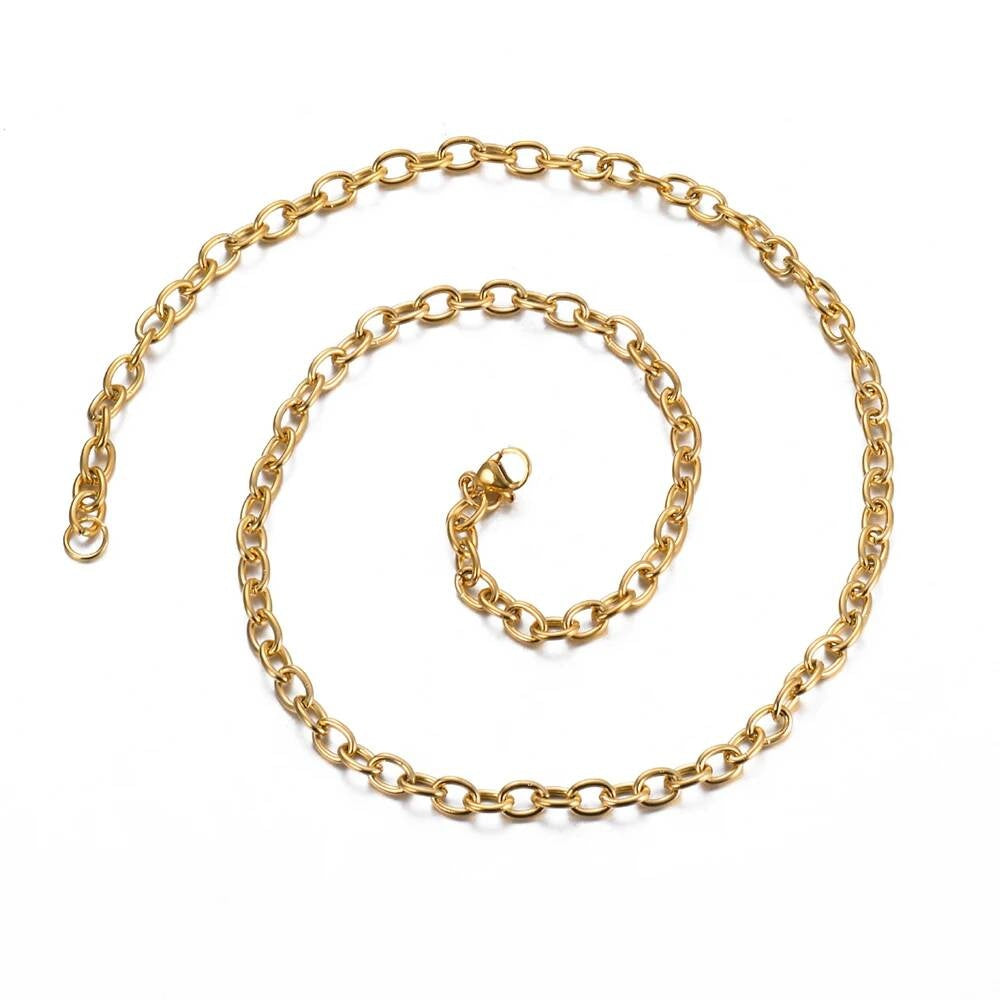 1Pc Width 2.5mm-5mm Gold Color Stainless Steel Round O Shape Chain For Women Men DIY Jewelry Making Bracelet Necklace