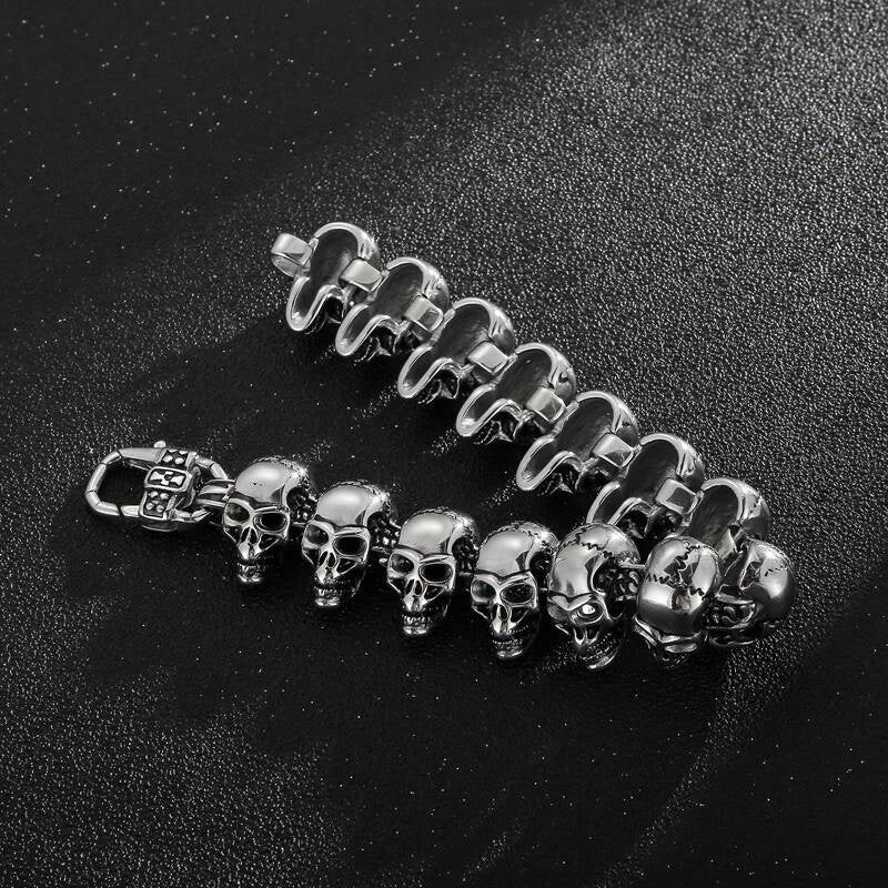Ancient Demon Bone Ghost Head Bracelet Men Stainless Steel Fashion Skull Chain Bangle