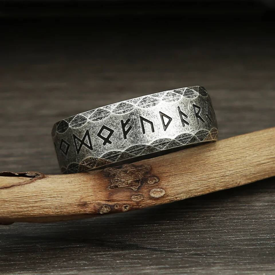 Vintage Viking Rune Ring – 316L Stainless Steel Unisex Amulet Band Style A