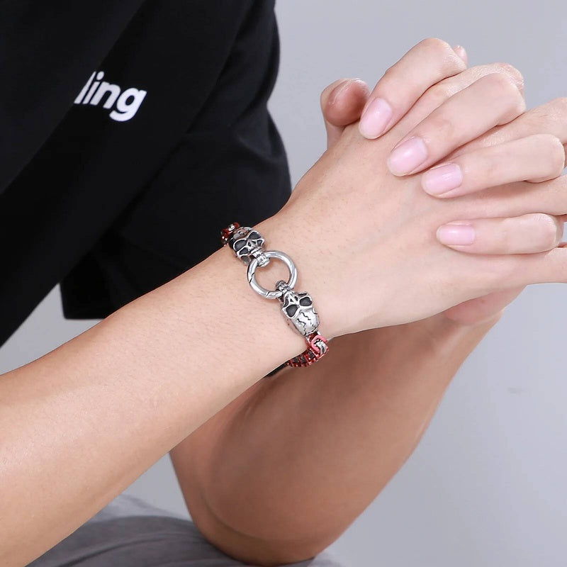6mm Colorful Royal Skull Bone Chain Bracelet Men Stainless Steel Jewelry