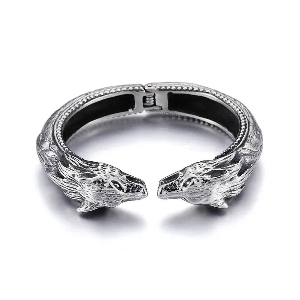 Viking Double Dragon Bracelet – Stainless Steel Norse Armring Style B
