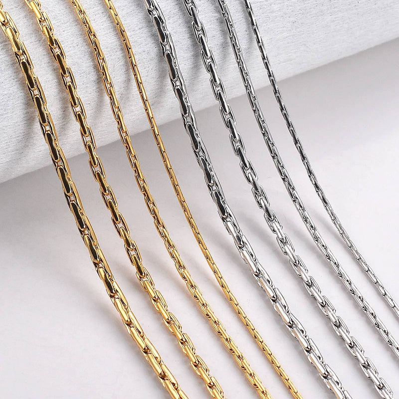 1 piece Men Women Stainless Steel Necklace Chain Width 1.2mm/1.8mm/2.2mm/2.5mm