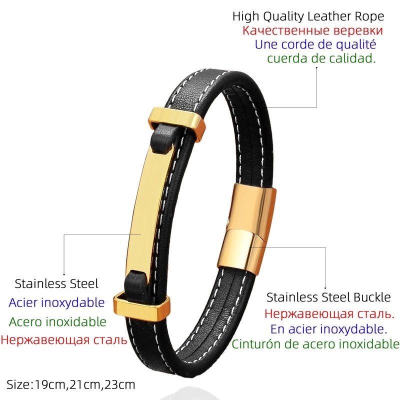 Novelties Trend to Sell Stainless Steel Men's Bracelets Leather Bracelet Jewelry for Woman Punk Man Accessories