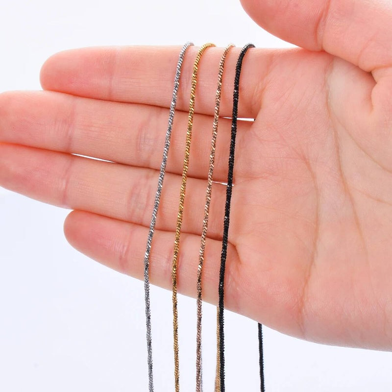 1 piece Width 1.2mm Tiny Twisted Square Snake Chain Stainless Steel Choker Necklace For Women Collier