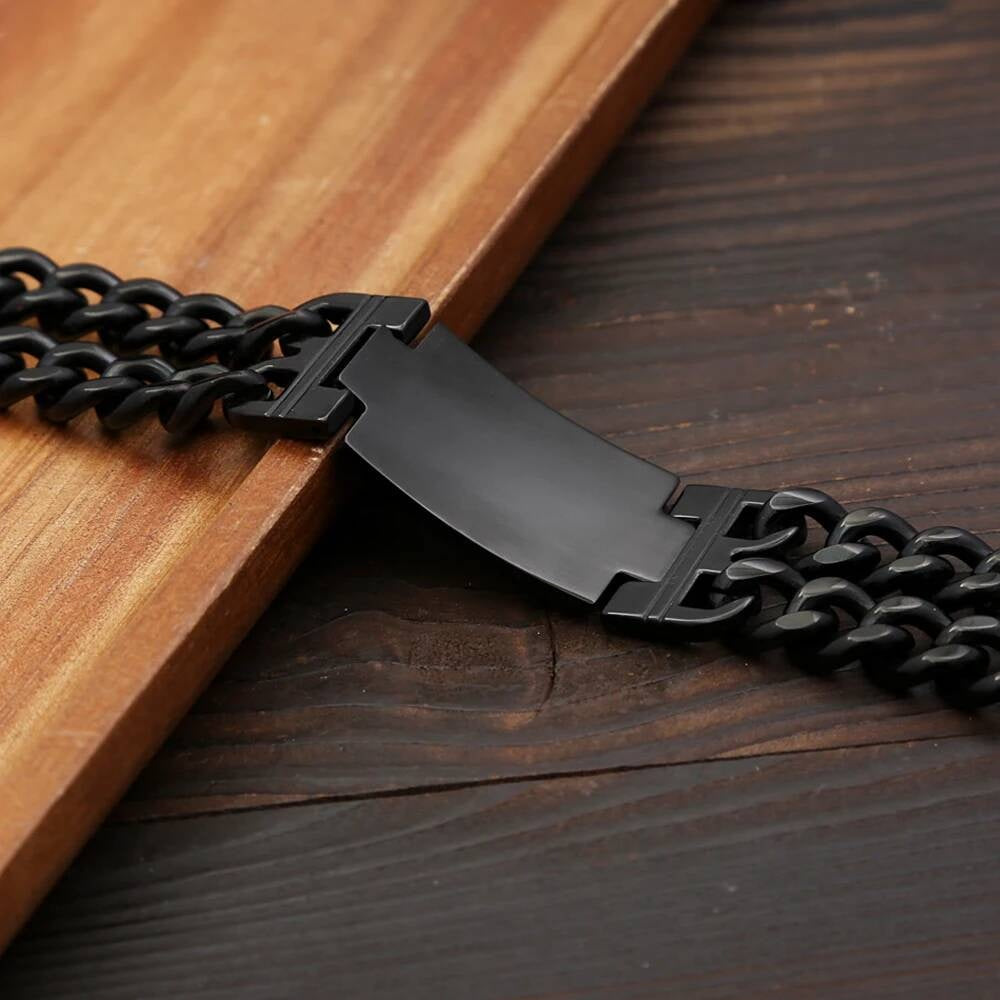 Black Stainless Steel Wolf Head Bracelet – Viking Chain
