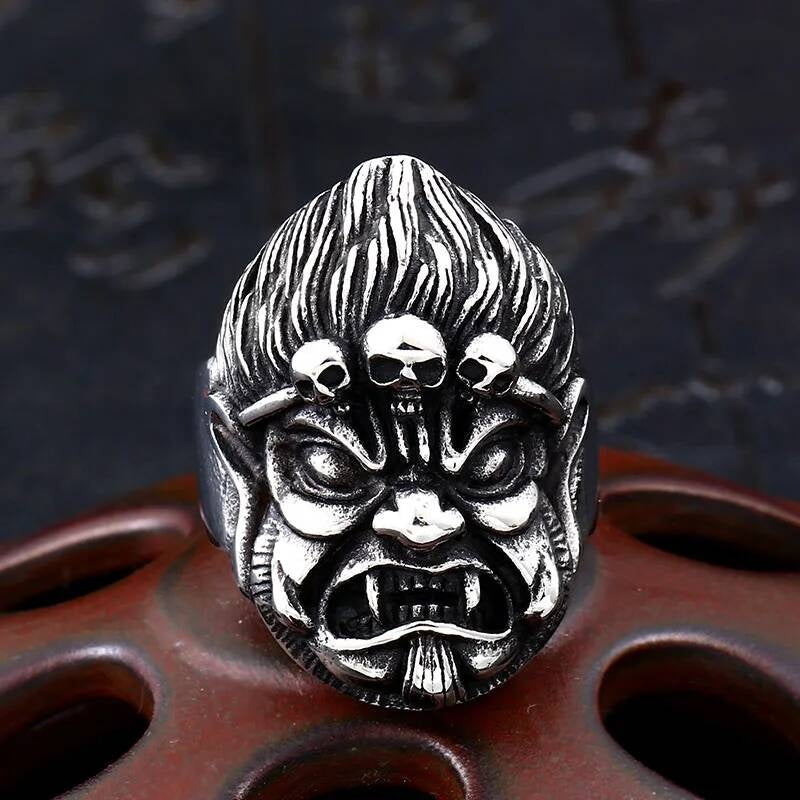 Wukong Skull Ring - Oriental Monkey King Myth 316L Stainless Steel Men's Jewelry