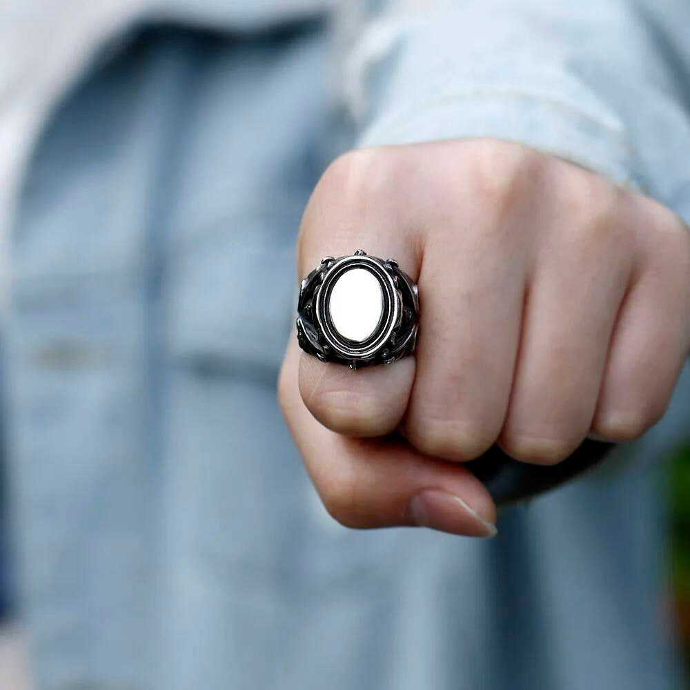 Gothic Skull Biker Ring – 316L Stainless Steel Punk Motorcycle Statement Band