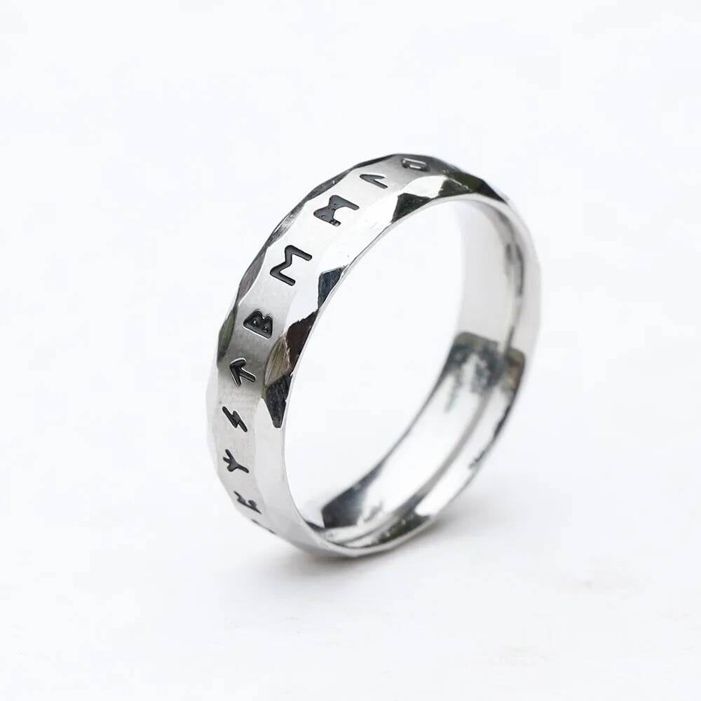 6 mm Vintage Viking Rune Ring – 316L Stainless Steel Norse Amulet (Unisex) steel