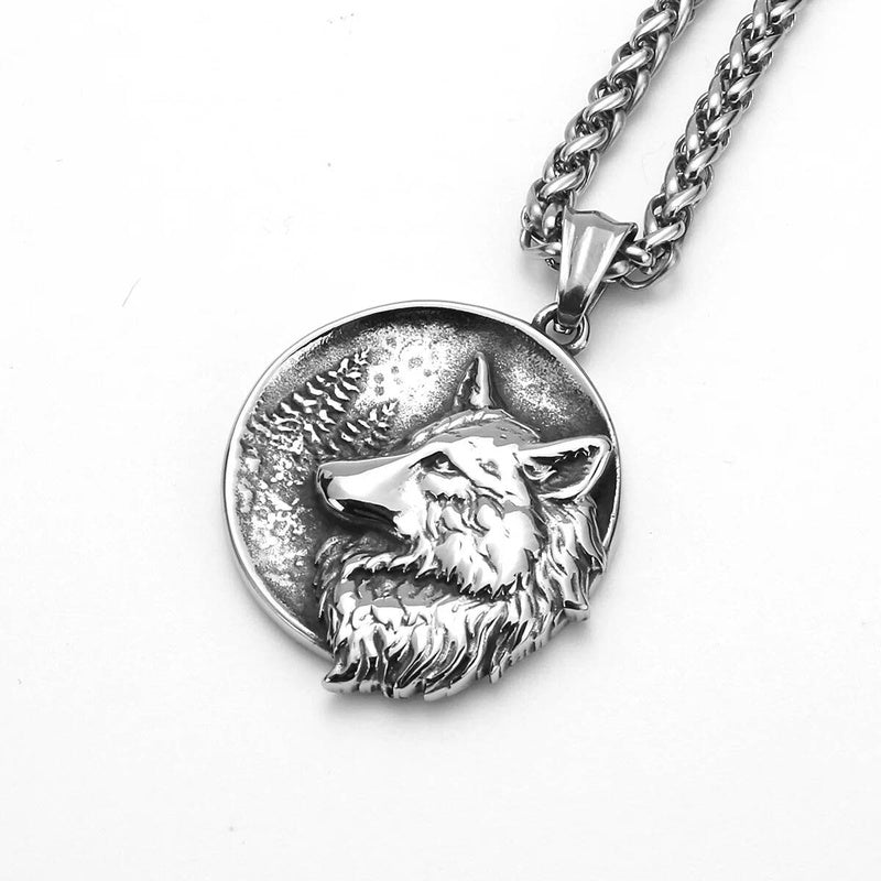 Viking Wolf Necklace Pendant For Men 3D Seal Pattern Jewelry Accessories