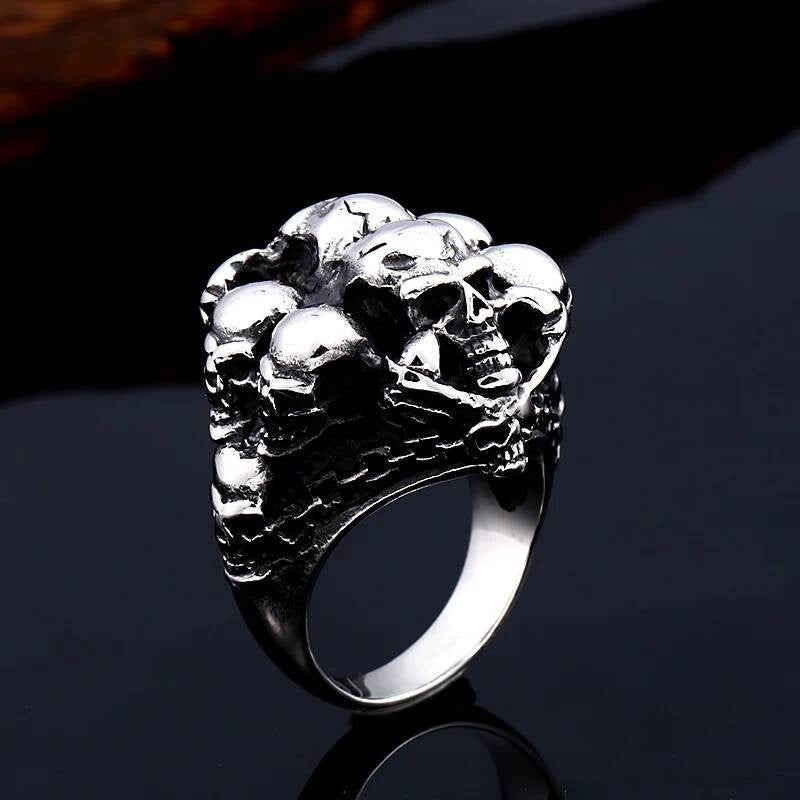 Punk Skull Skeleton Ring – 316L Stainless Steel Statement Band