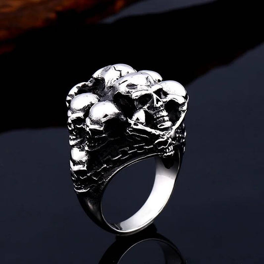 Punk Skull Skeleton Ring – 316L Stainless Steel Statement Band