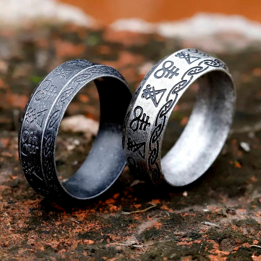 Lucifer Seal Signet Ring – 316L Stainless Steel Gothic Pagan Statement Band