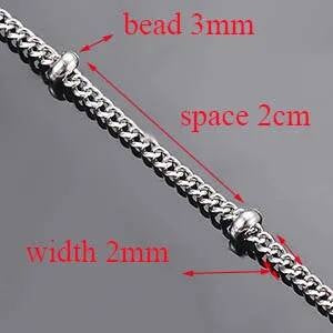 Wholesale 10pcs/lot Width 1.5mm 2mm Tiny beaded Stainless Steel Link Chain for Necklaces Bracelets Foot Jewelry size 3
