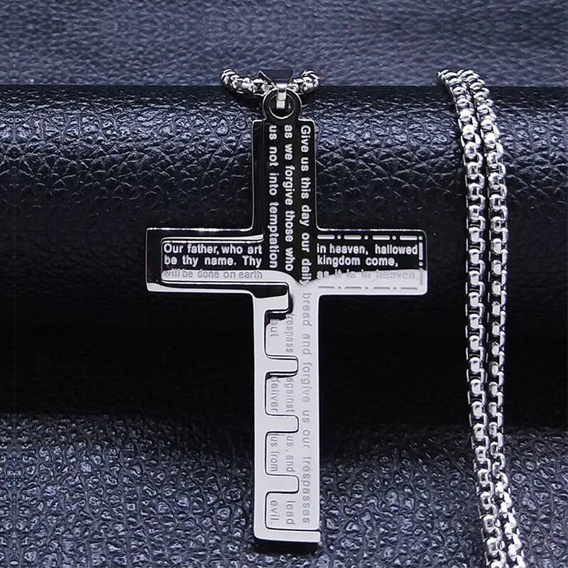 316L Stainless Steel Cross Pendant Necklace For Men Religion Accessories Silver