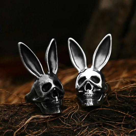 Rabbit Skull Men's Ring - Halloween Gothic Stainless Steel Biker Jewelry