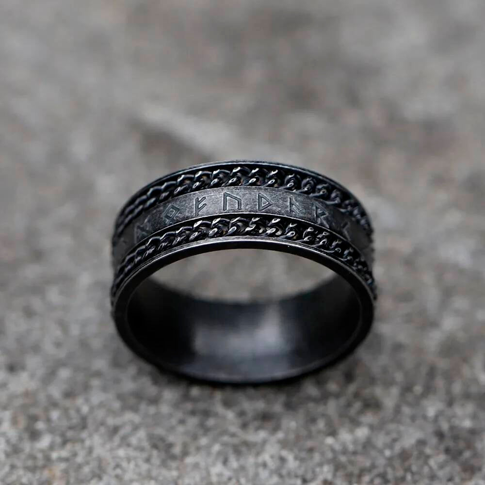 Retro Odin Viking Rune With Rotatable Chain RING Amulet Jewelry