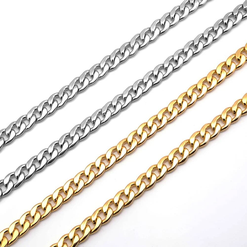 1 piece No fade Flat Curb Stainless Steel Chain For Necklace or Bracelet Width 5.5/6.5/7.5mm