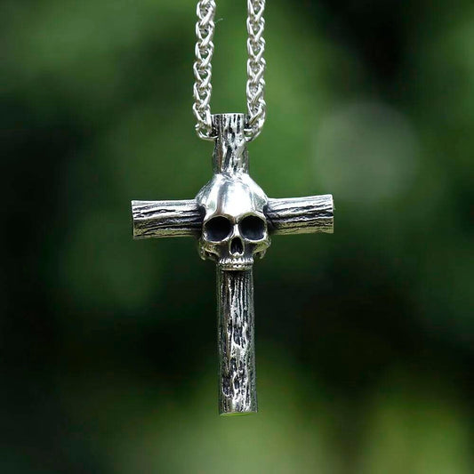 Skull Cross Pendant – Gothic Stainless Steel Necklace
