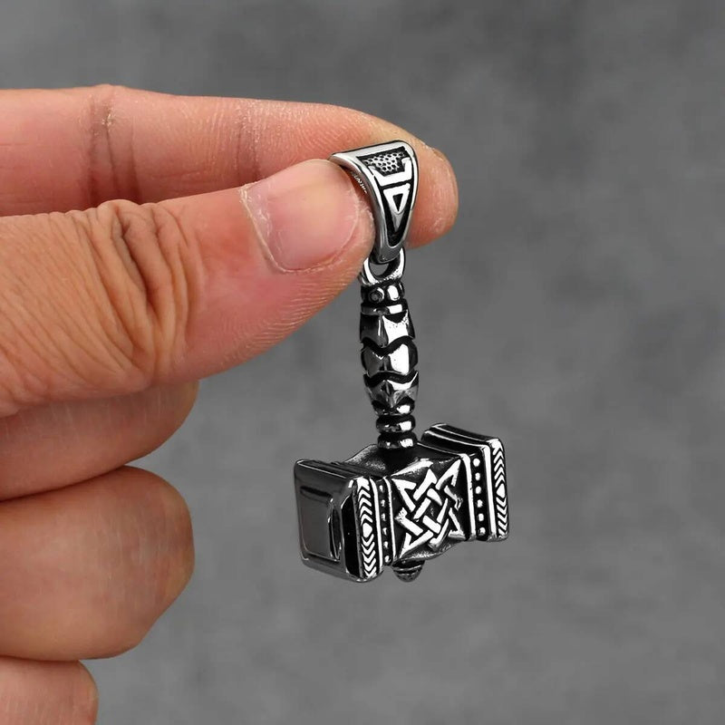 Viking Axes & Valknut Rune Necklace – Norse Warrior Stainless Steel Pendant