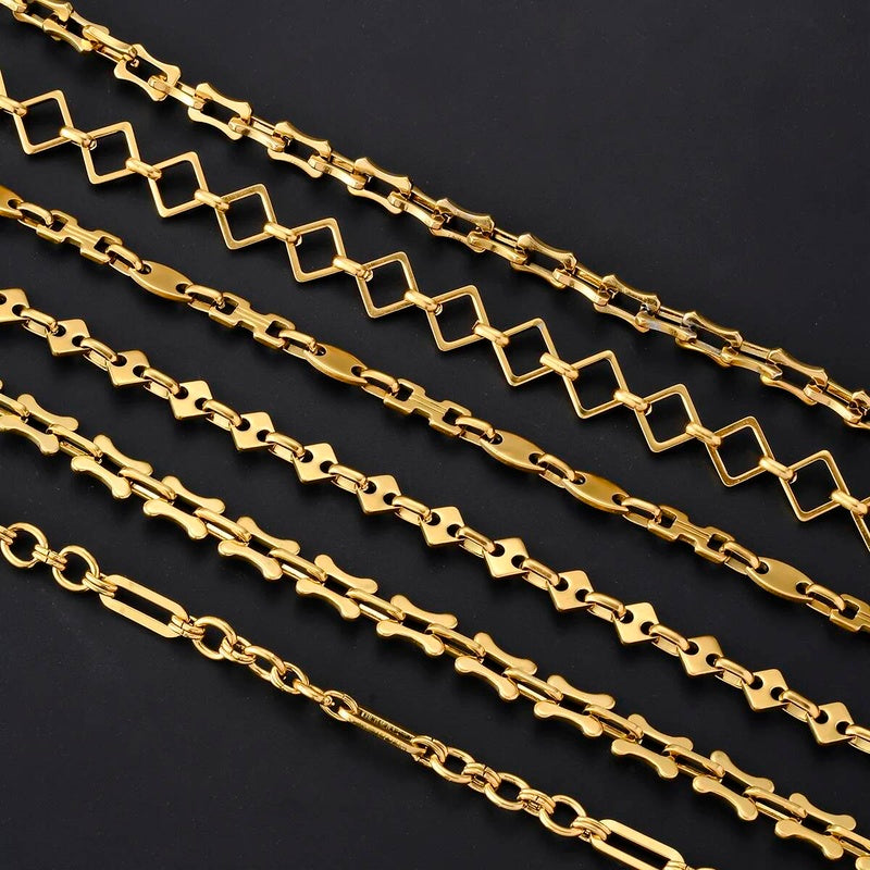 1 piece Women Men Bracelet Necklace Stainless Steel Huge Handmade Square Bone Shape Link Chain Jewelry Not allergic