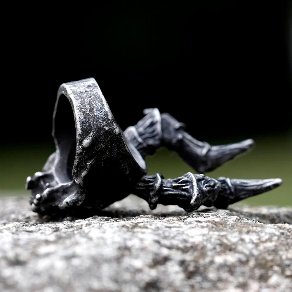 Vintage Gothic Skull Ring – 316L Stainless Steel Skeleton Statement Band