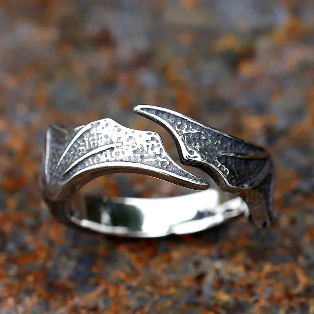 Boho Feather Wing Ring – Antique 316L Stainless Steel Statement Jewelry
