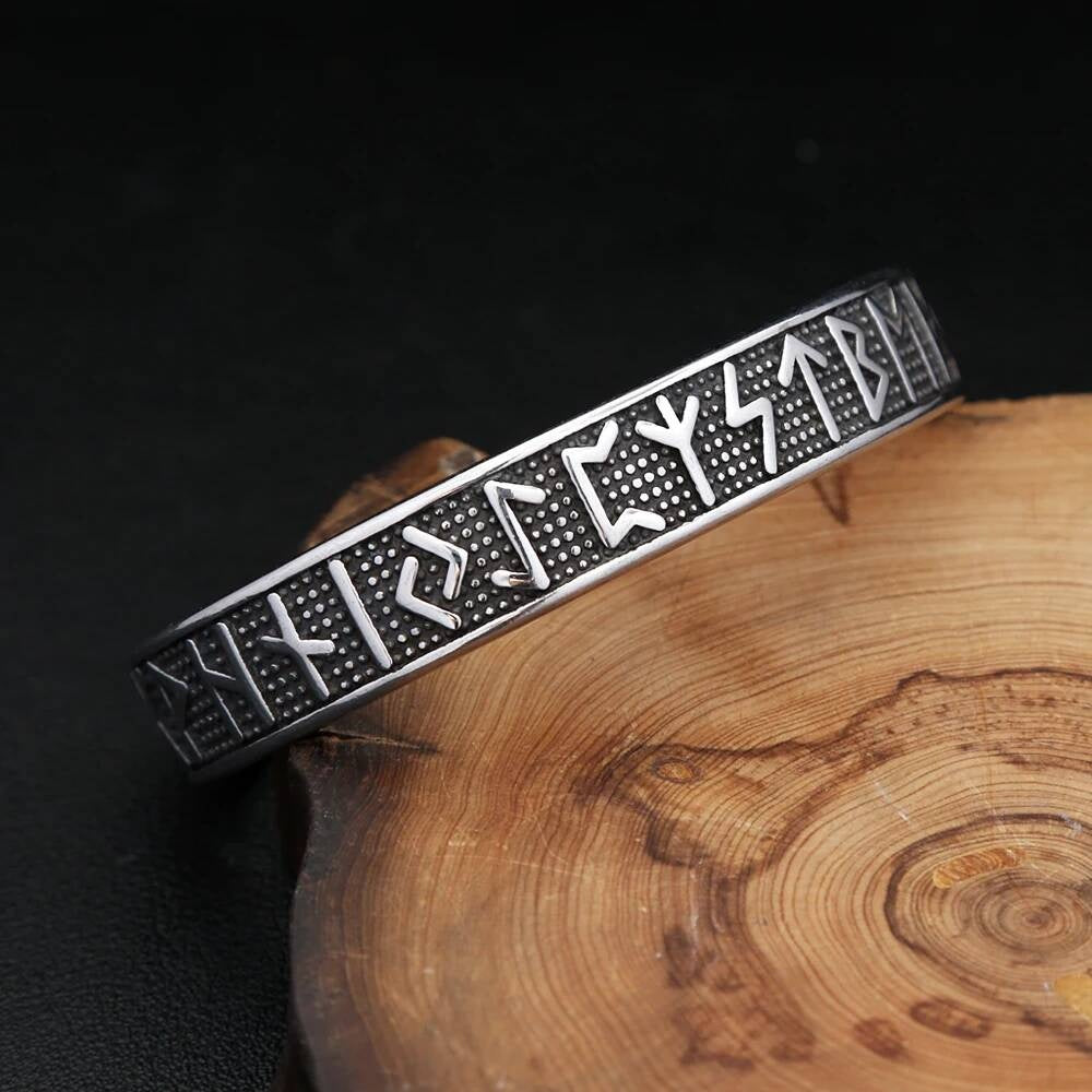 Viking Rune Bracelet – Nordic Stainless Steel Cuff Bangle